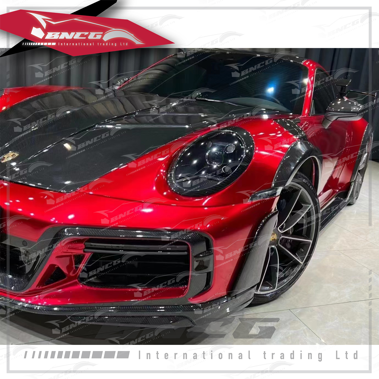 保時捷 Porsche 911 992 改裝 卡夢 乾碳纖維 空力套件 TECHART款 前後下巴 側裙 尾翼 飾件