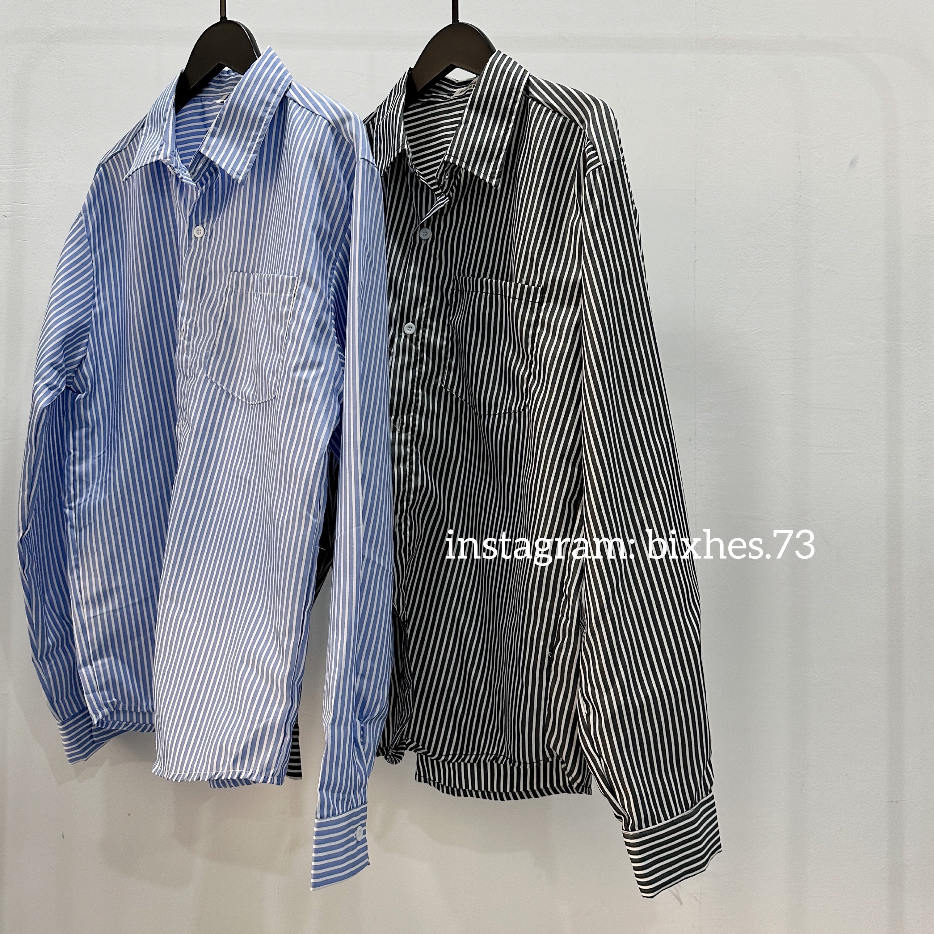 單口袋條紋長袖襯衫(G00026)