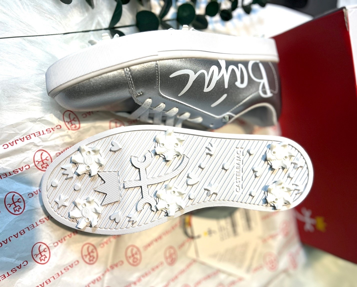 雙11🔥 法國品牌CASTELBAJAC GOLF 童趣藝術設計有釘高爾夫球鞋/韓版設計（女款)/MWA112033