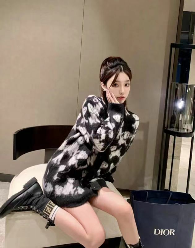 Celine 黑色狗狗圖案針織開衫 2A51W5 31Q 38NO -T