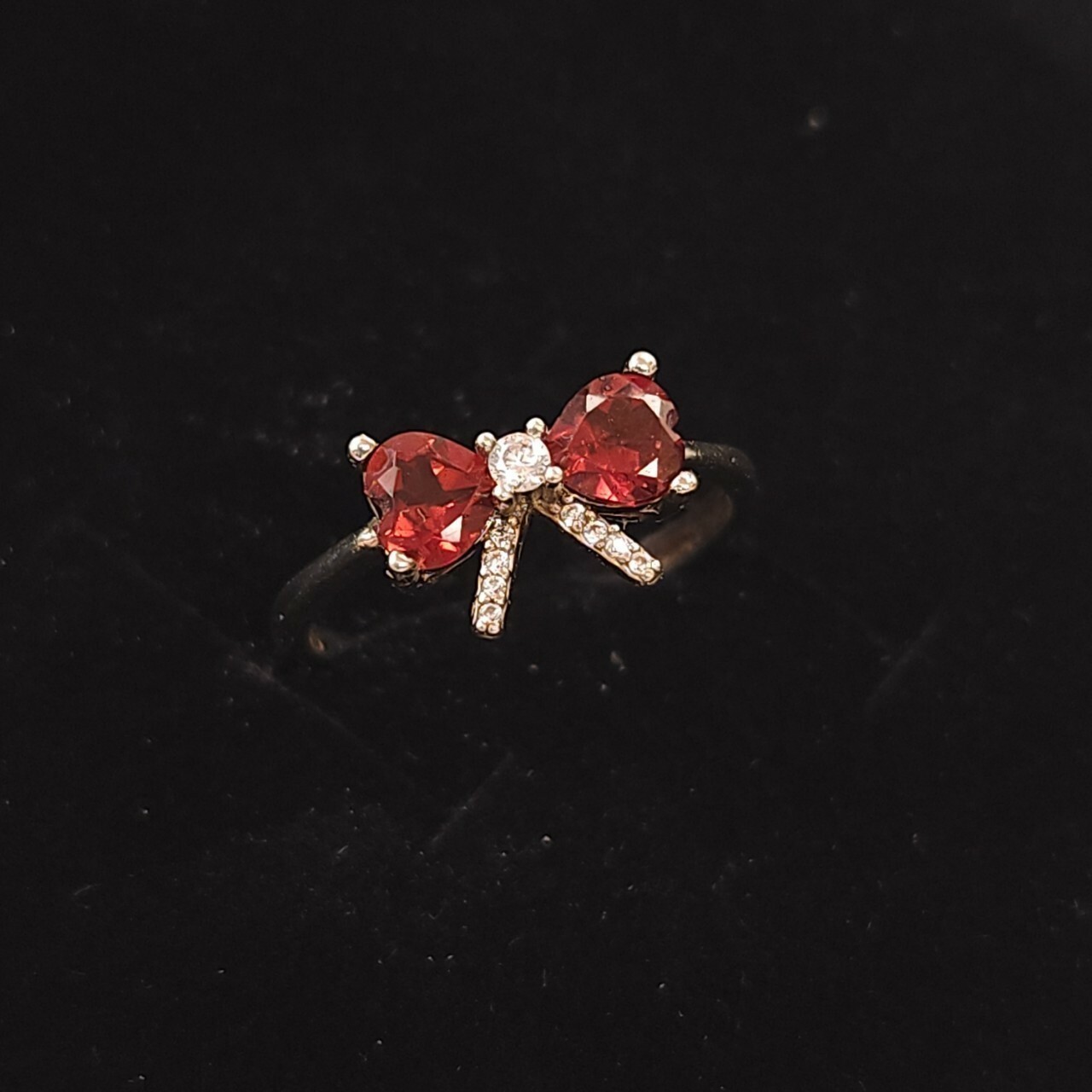 925銀戒指 紅石榴石蝴蝶結戒指