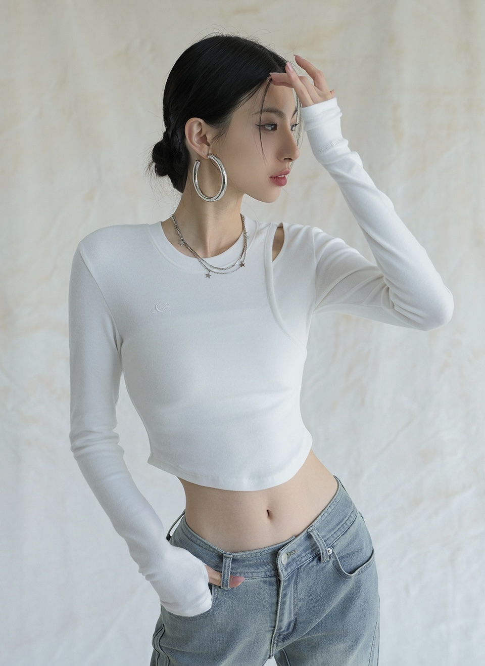 <預購> 韓國AVANDRESS 時尙感挖肩短版長T#長袖