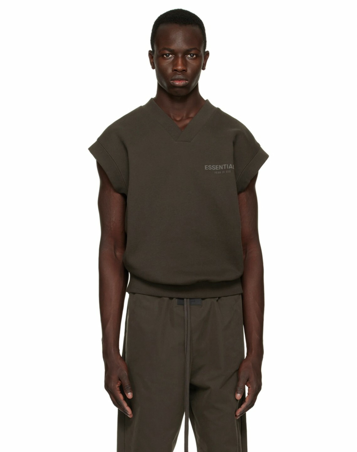 FOG Essentials 稀少款 Y2K 寬肩V領 馬甲 背心 胸口字體膠印Logo 海豹灰/碳黑