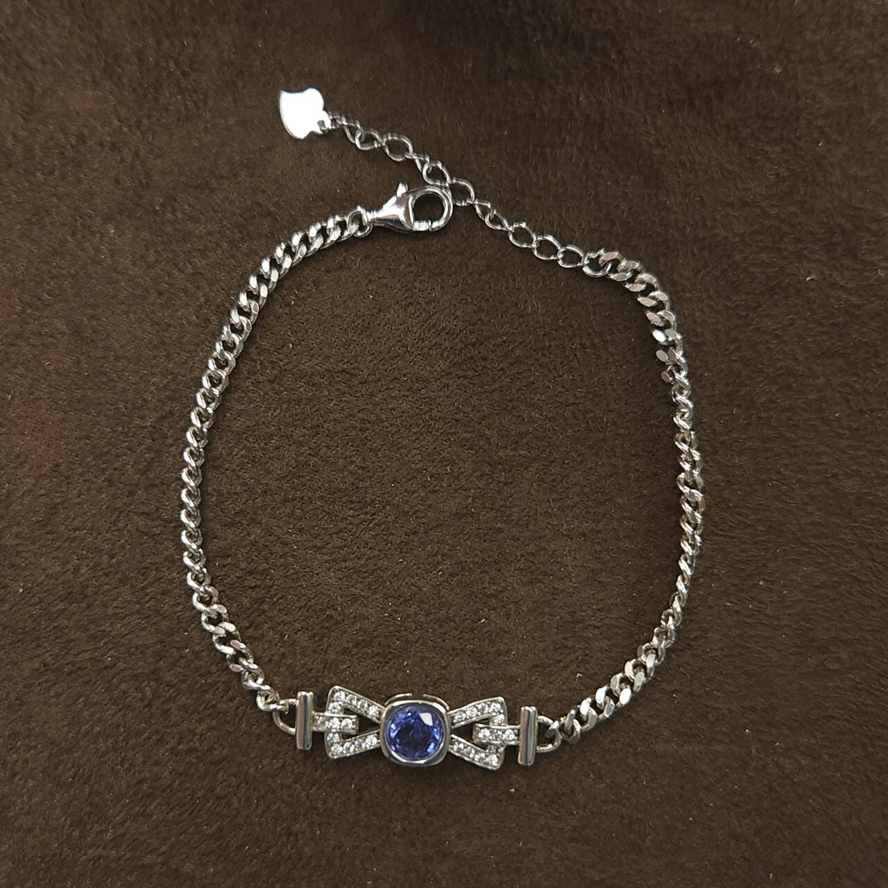 925銀手鍊 蝴蝶結款紫坦桑手鍊