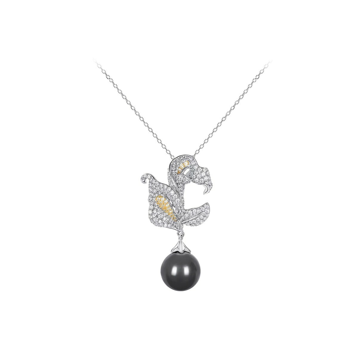 花卉灰珍珠 925銀項鍊