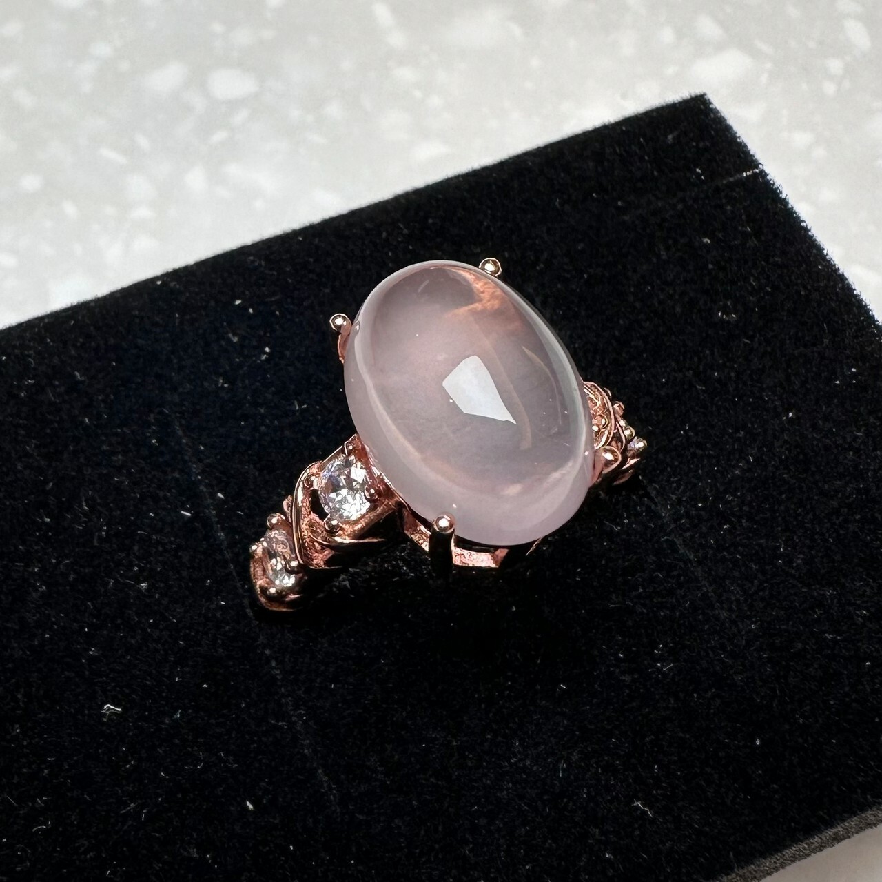 925銀戒指 鴿子蛋粉水晶戒指