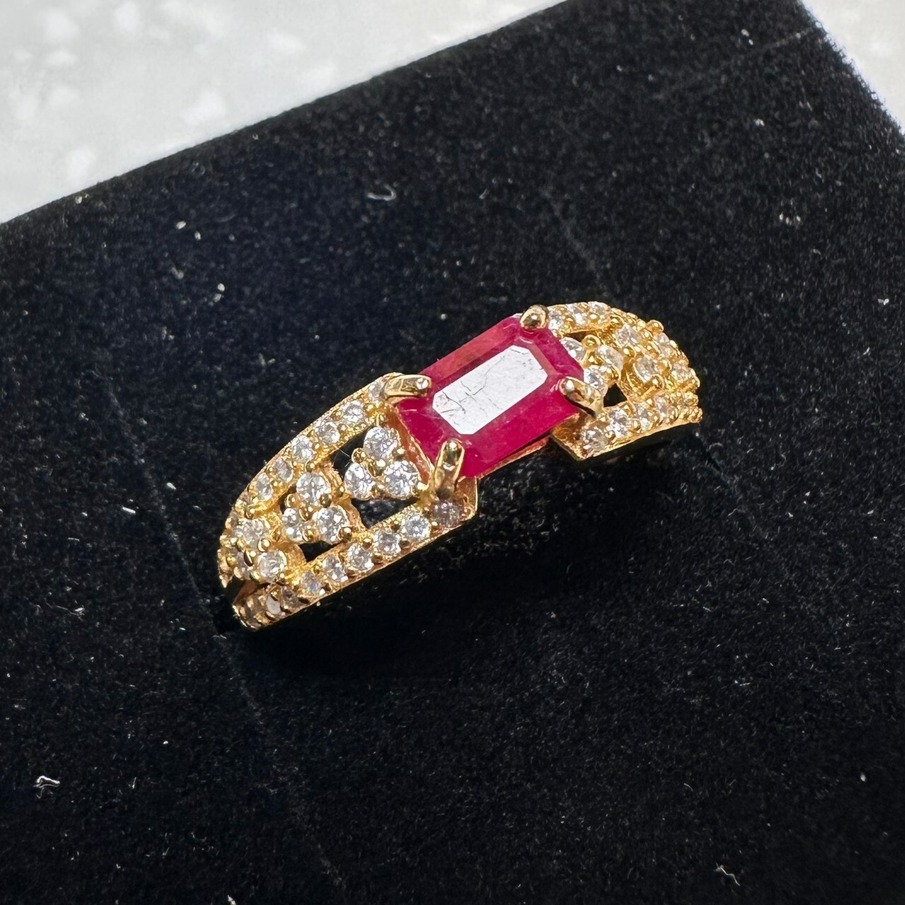 925銀戒指 紅寶石鏤空戒指