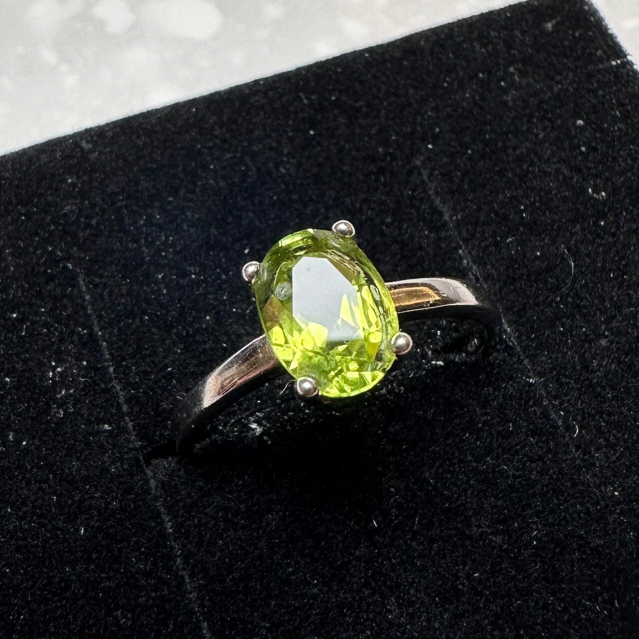 925銀戒指 經典爪鑲橄欖石戒指