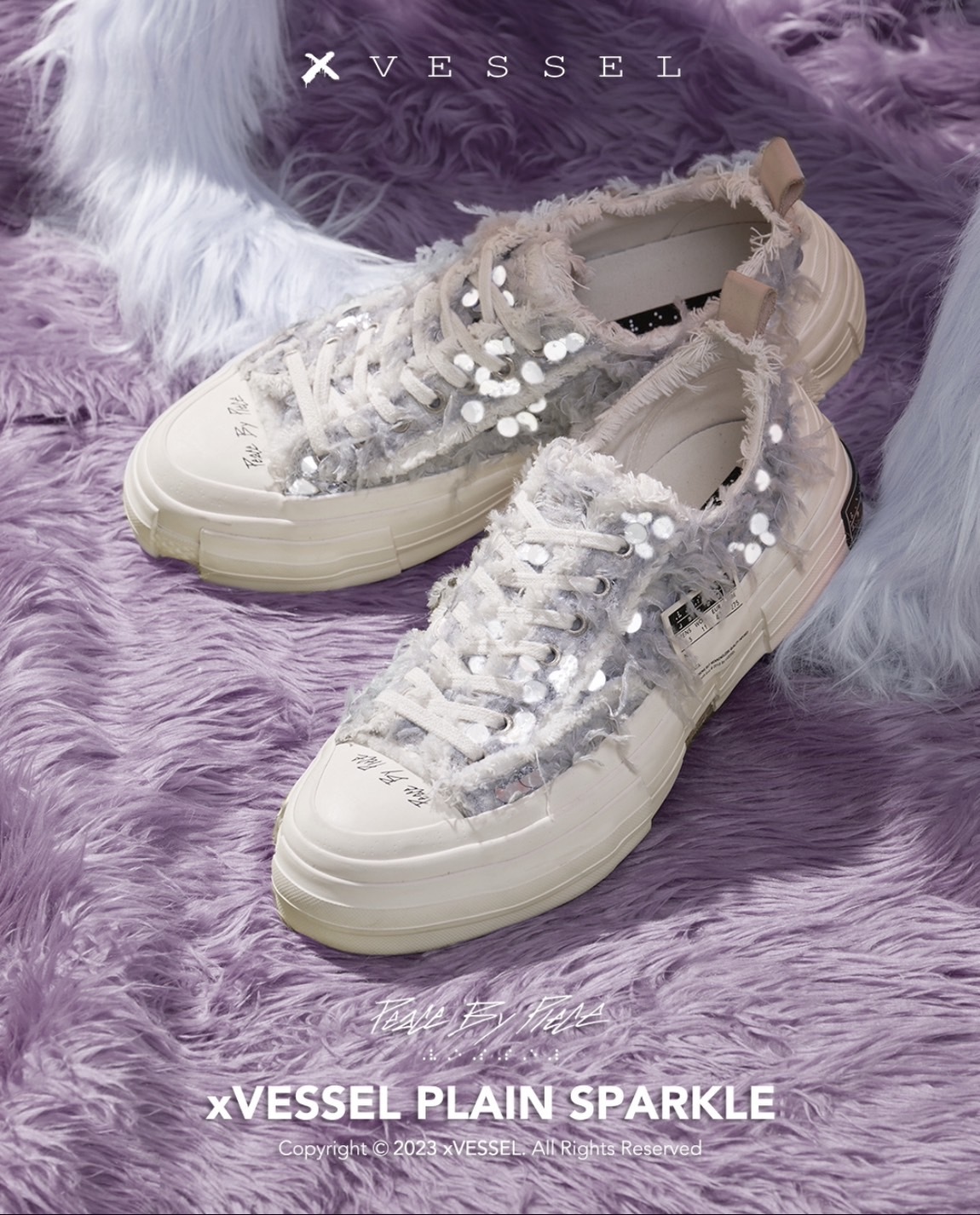 xVESSEL G.O.P. Plain Sparkle 感溫變色 毛絨亮片 灰色 解構鞋