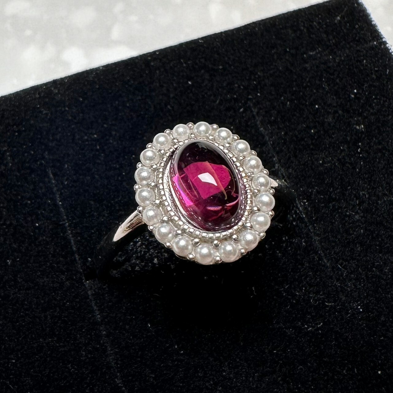 925銀戒指 玫瑰石榴石戒指