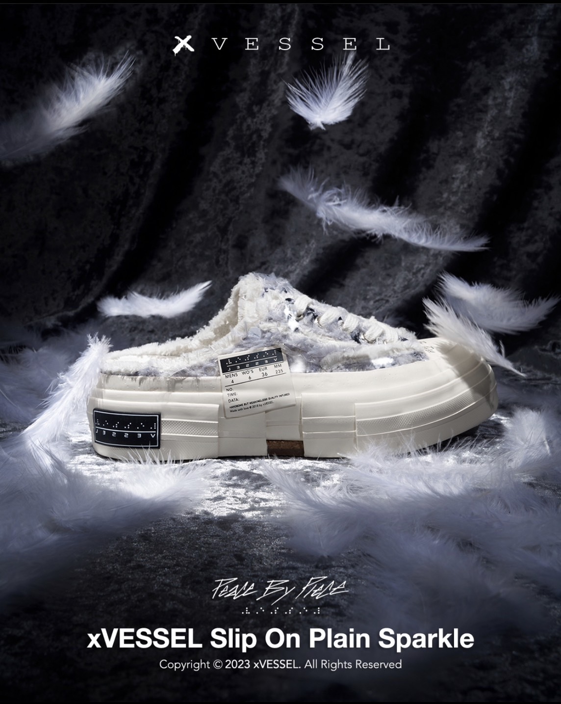 xVESSEL G.O.P. Plain Sparkle 感溫變色 毛絨亮片 灰色 穆勒拖