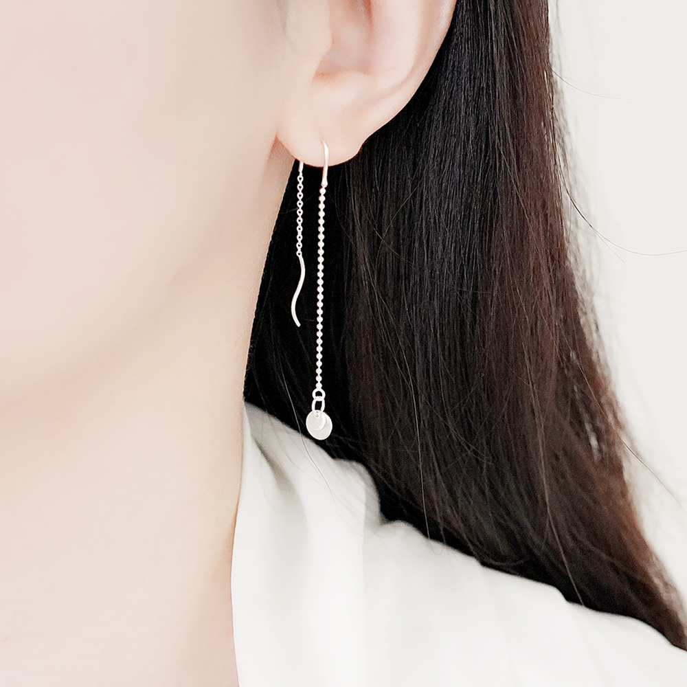 完美默契耳線式純銀耳環/SE603| 簡約 圓形 垂墜式耳環 女生禮物 畢業禮物 七夕