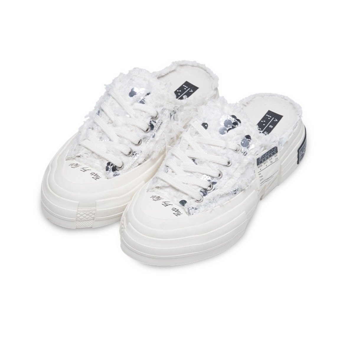 xVESSEL G.O.P. Cupid's Feather 感溫變色 毛絨亮片 白色 穆勒拖