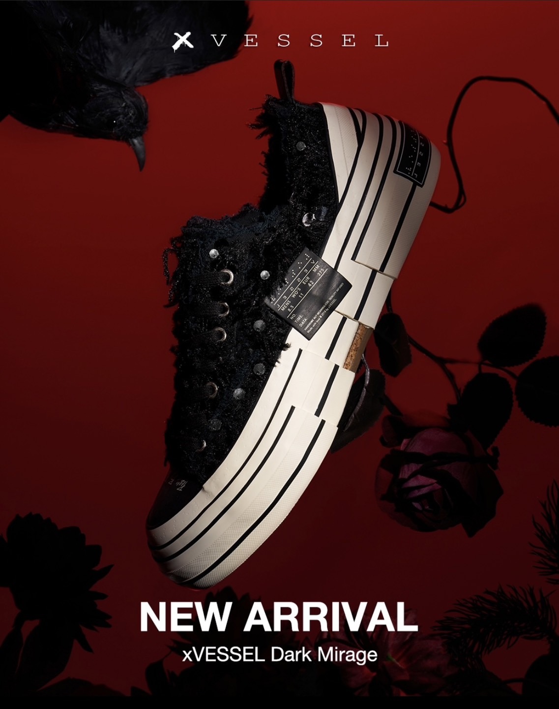 xVESSEL G.O.P. Dark Mirage 毛絨亮片 黑色 解構鞋