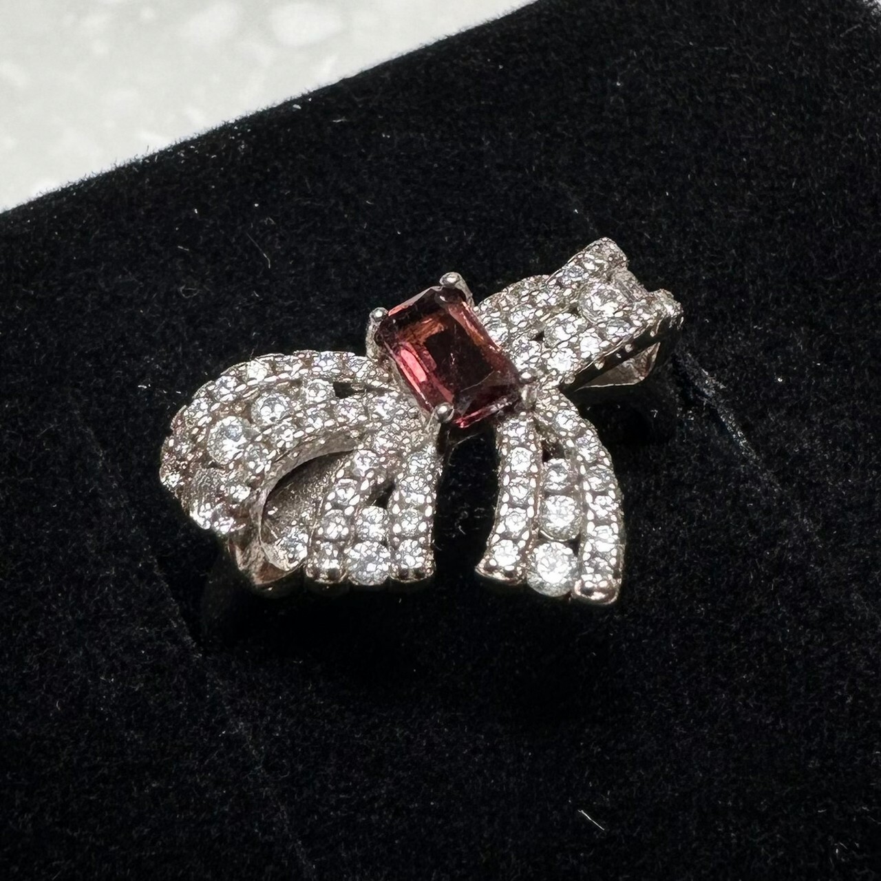 925銀戒指 蝴蝶結粉碧璽戒指