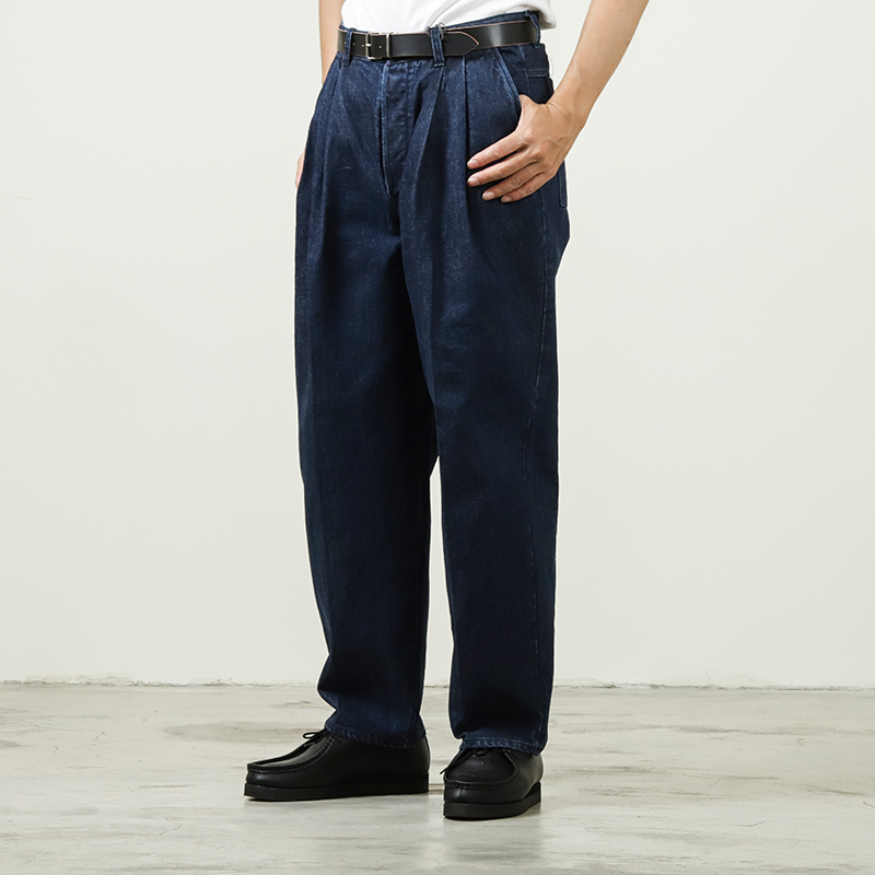 Kontor 2 Pleat Denim Slacks Indigo