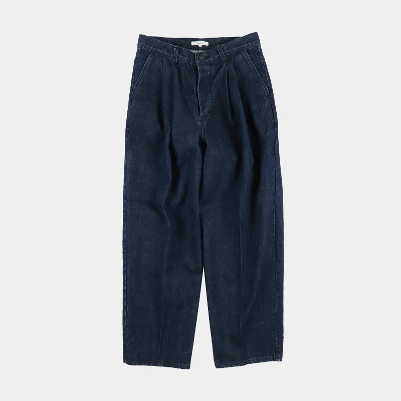 Kontor 2 Pleat Denim Slacks Indigo