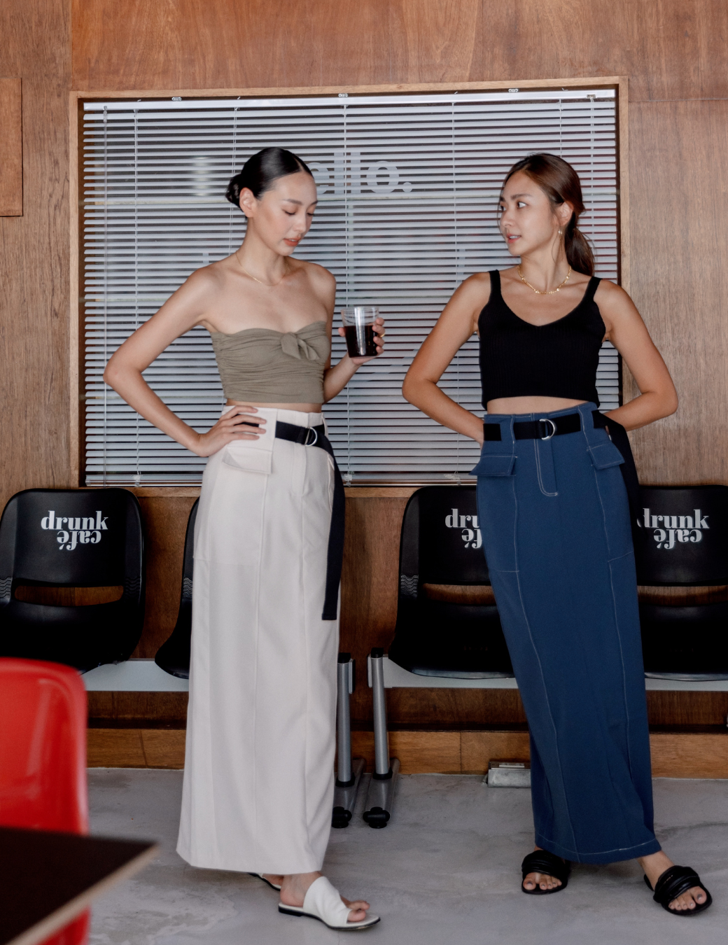 平口扭結針織短版上衣（軍綠色/3尺寸）