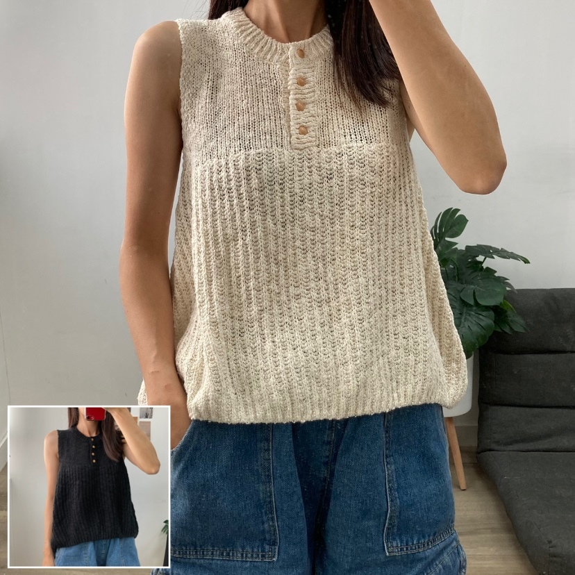 內搭針織餅乾扣背心