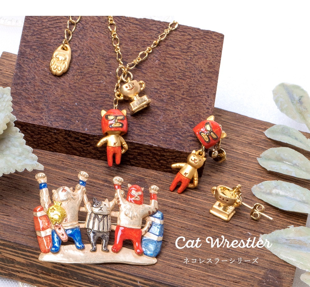 貓咪筋肉人耳環/頸鏈/胸針