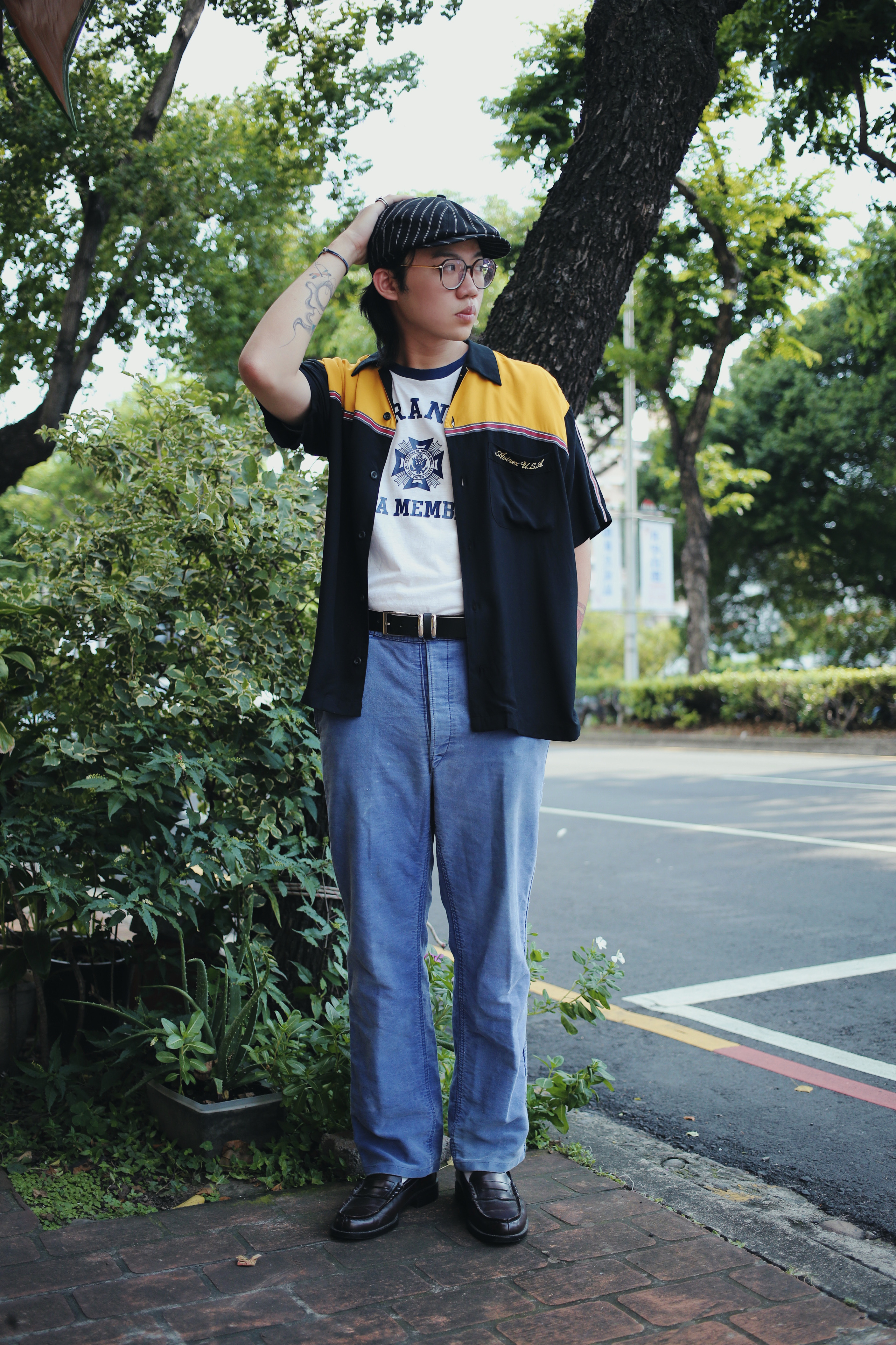 Vintage Shirt-Lonesome Pine / 古著賽車圖騰背刺繡開襟襯衫