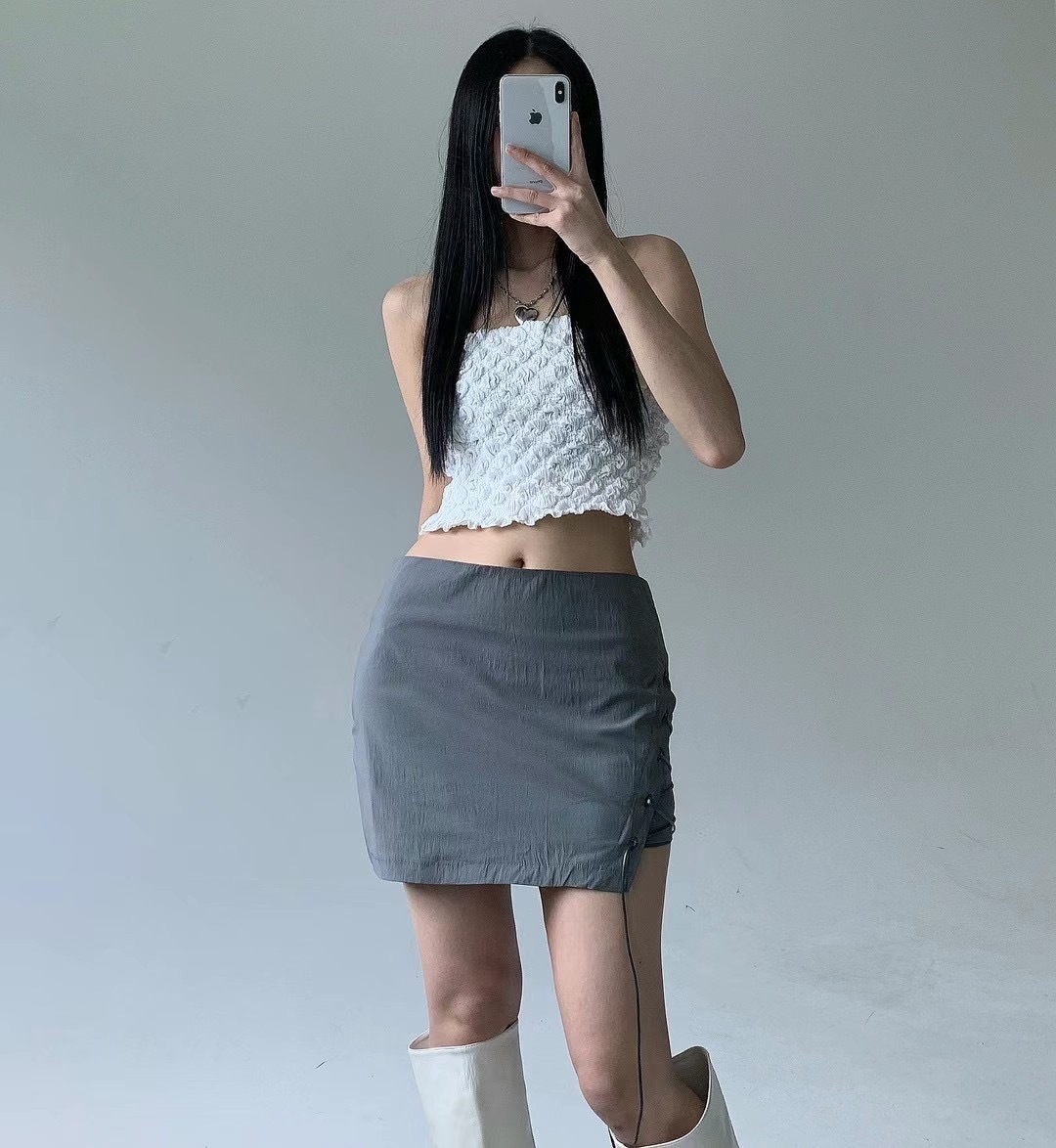 🇰🇷韓國 側綁帶 開衩 短裙 褲裙