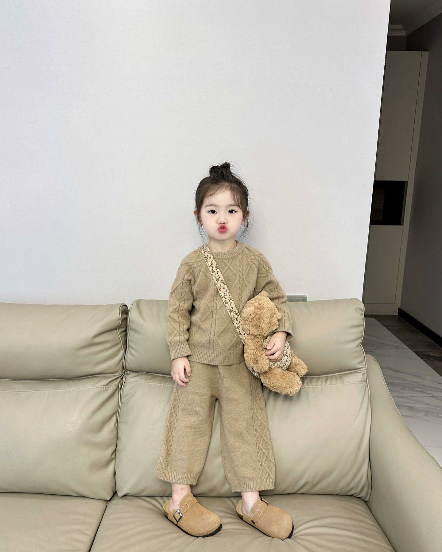 2色!復古麻花針織套裝組