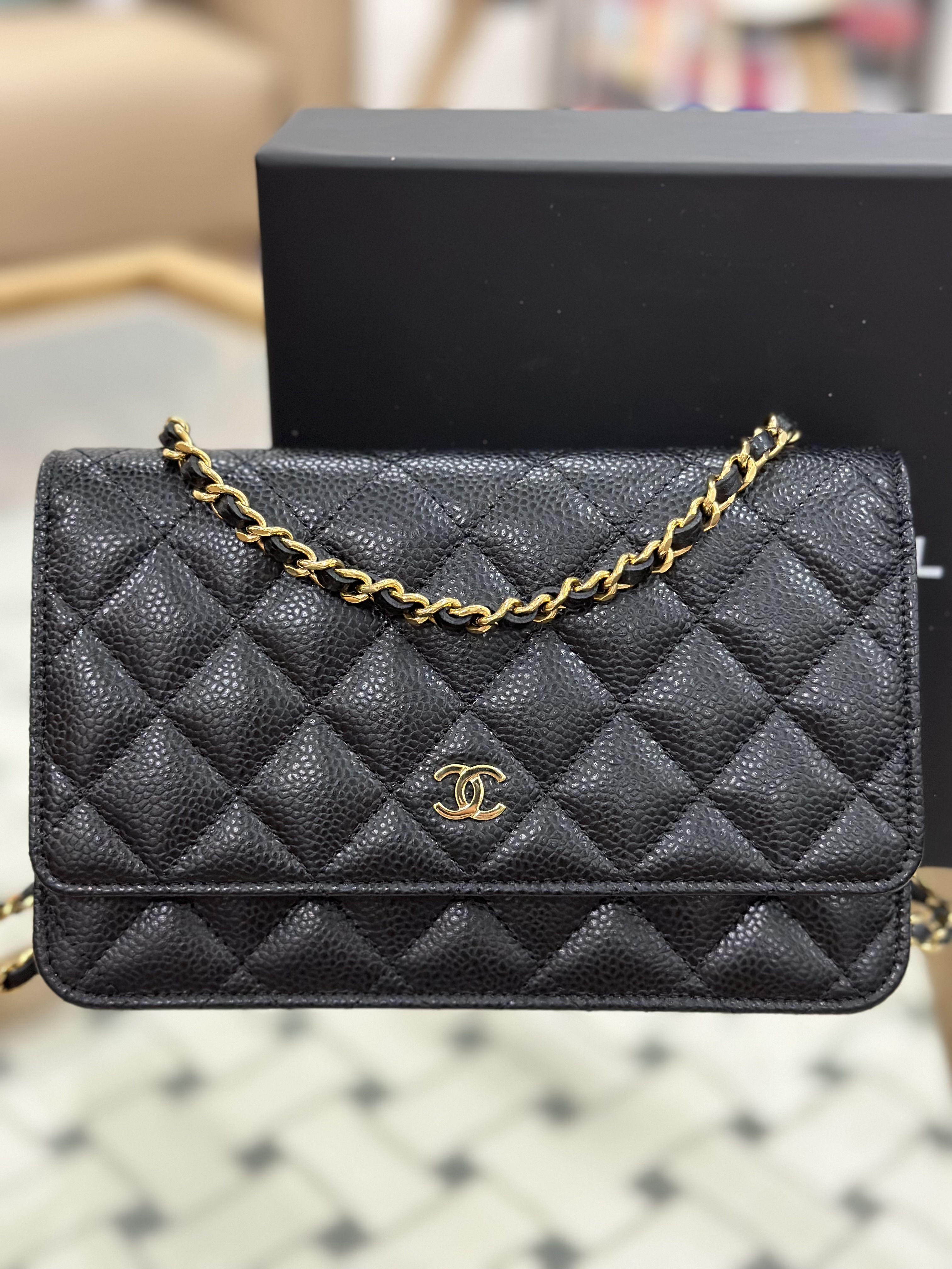 Chanel classic woc wallet on chain 牛皮金扣
