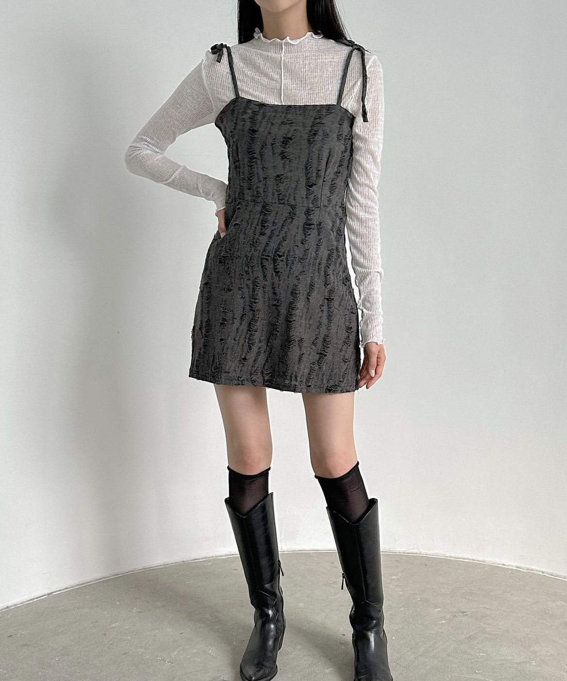 KR RUSHED KNIT ONE PIECE (2 COLORS)