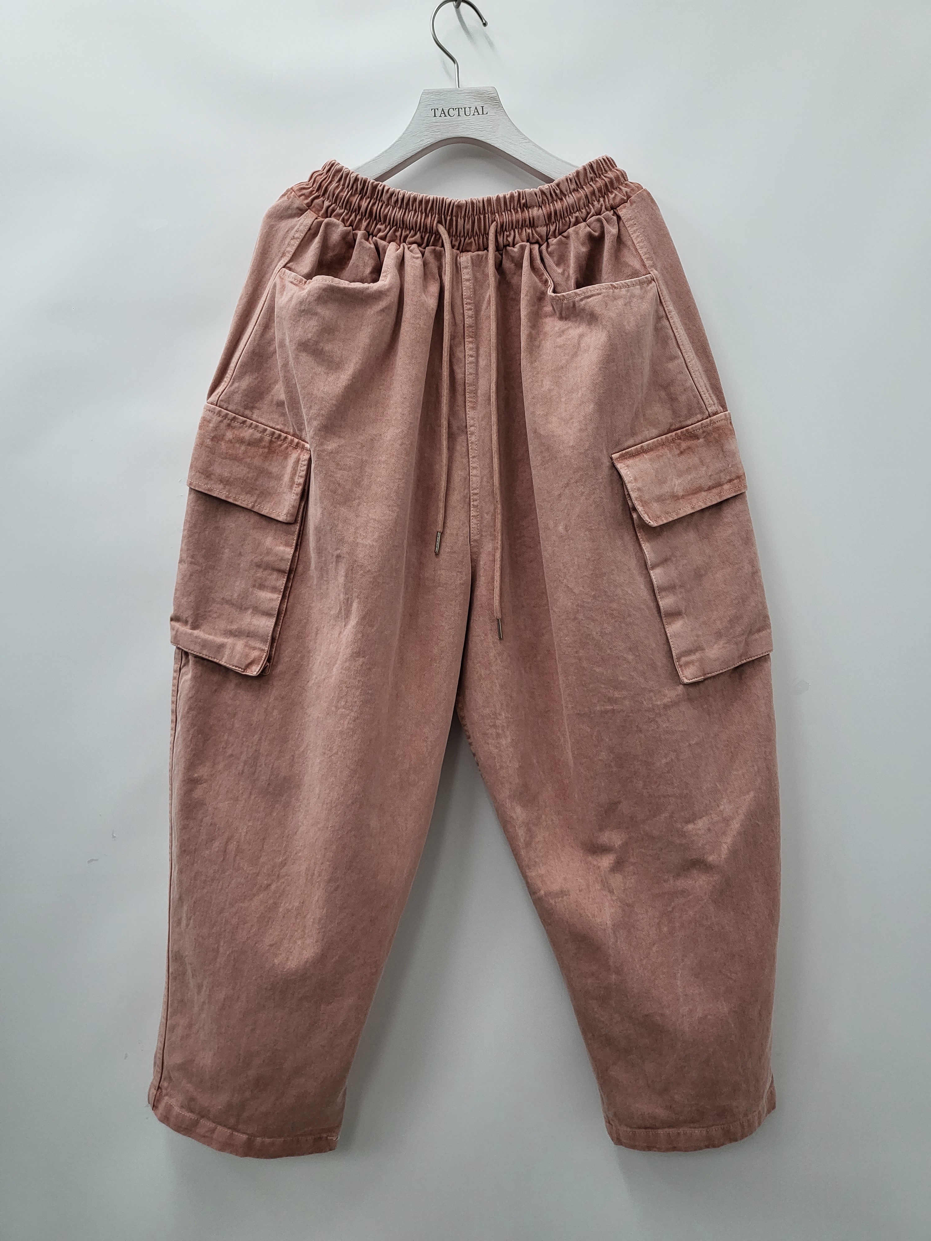 淨色洗水工裝鬆身褲 P2593