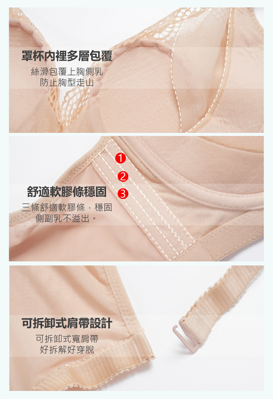 Olivia無鋼圈加大碼透氣柔棉內衣