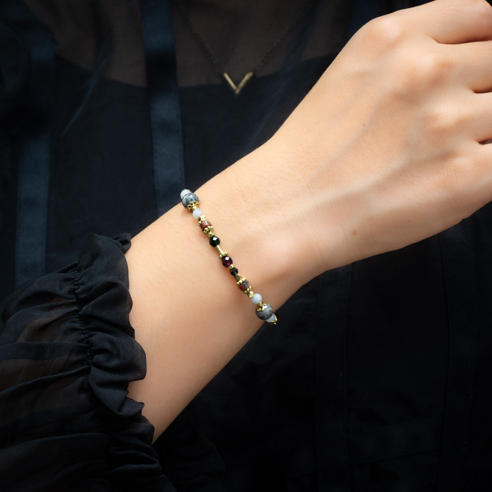 遺忘的存檔點｜地圖石花紅石白月光手鍊 C1544