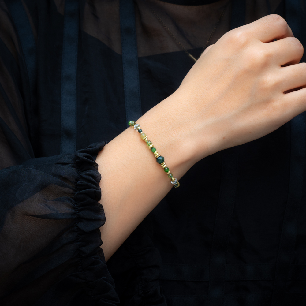 山林遊樂場｜海藻玉橄欖石黃玉手鍊 C1548