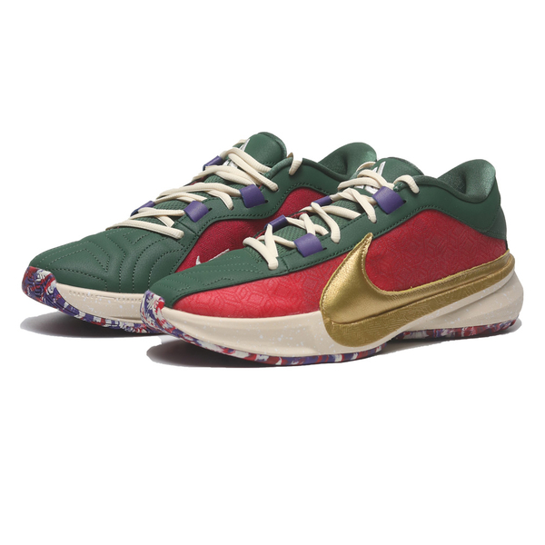 NIKE 籃球鞋ZOOM FREAK 5 EP 紅綠金耐磨實戰鞋男DZ2945-600