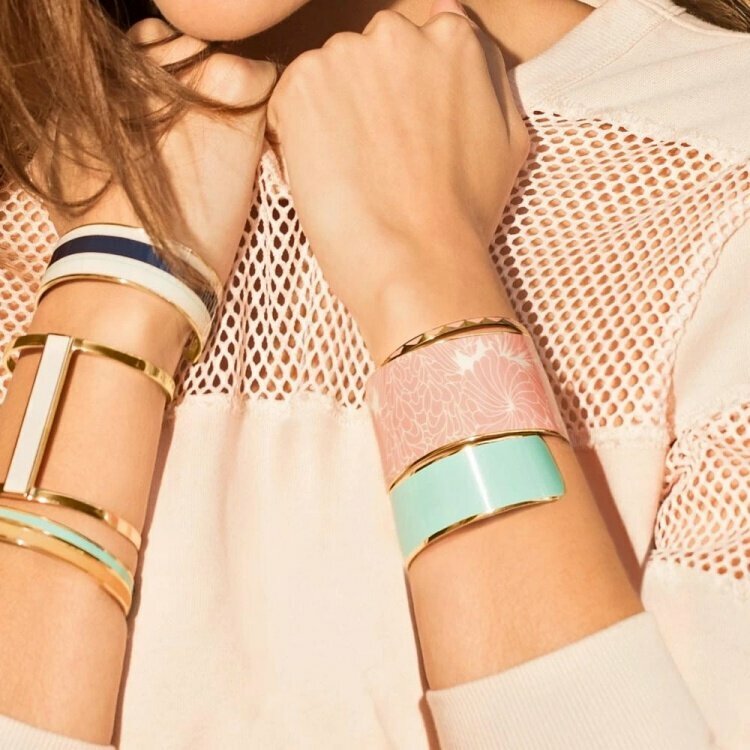法國 Bangle Up 經典寬版半開口鍍金琺瑯手環