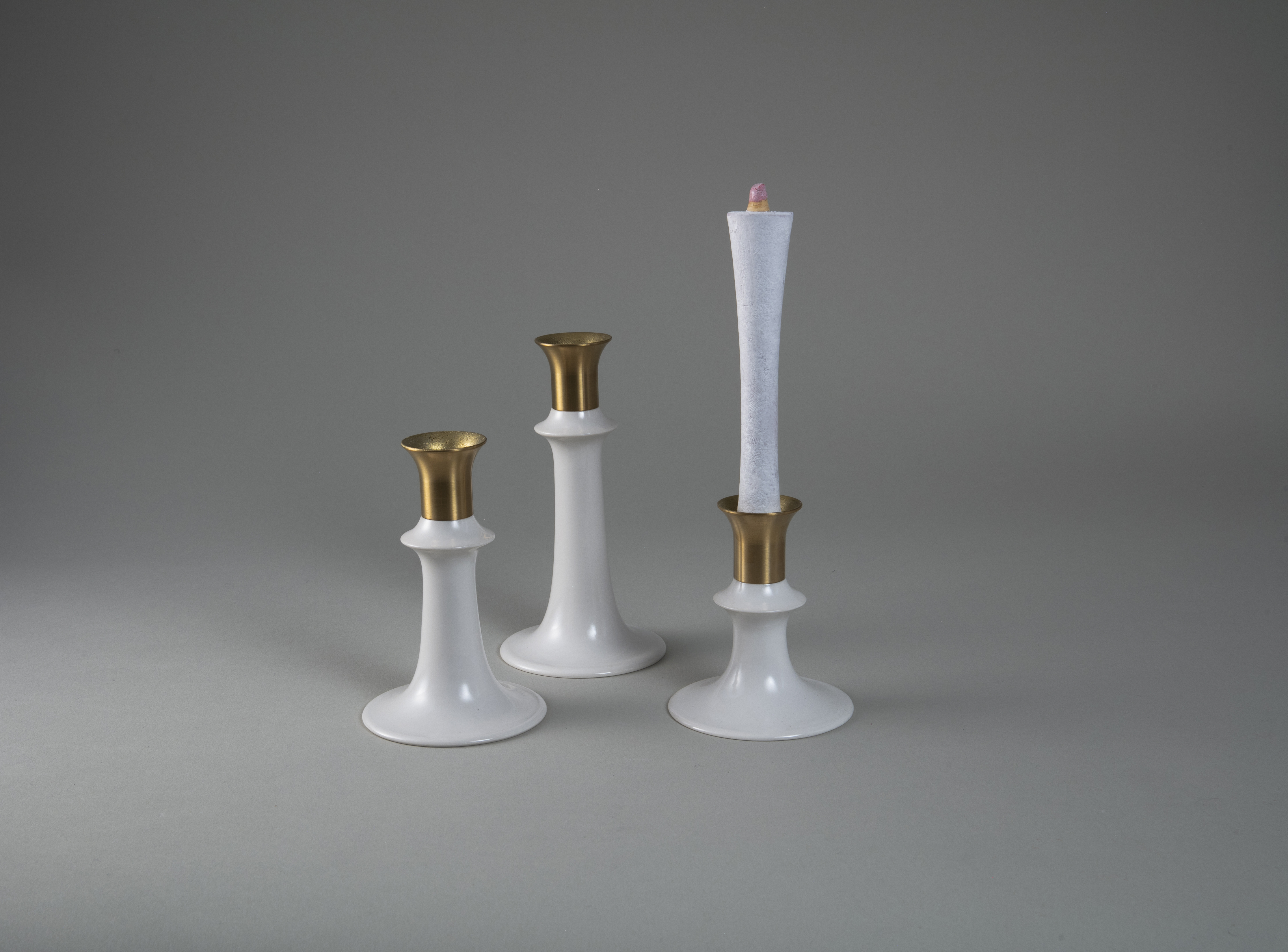 JICON 磁今 白瓷黃銅燭台