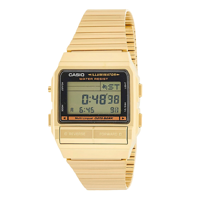 【已停產】Casio DB-380G-1 金色方形 Data Bank 復古跳字錶