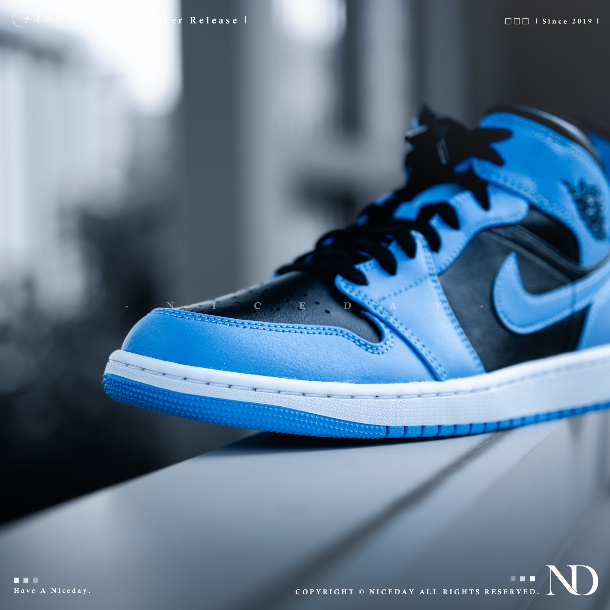 NICEDAY 現貨Jordan 1 Mid University Blue Black 黑藍北卡藍大學