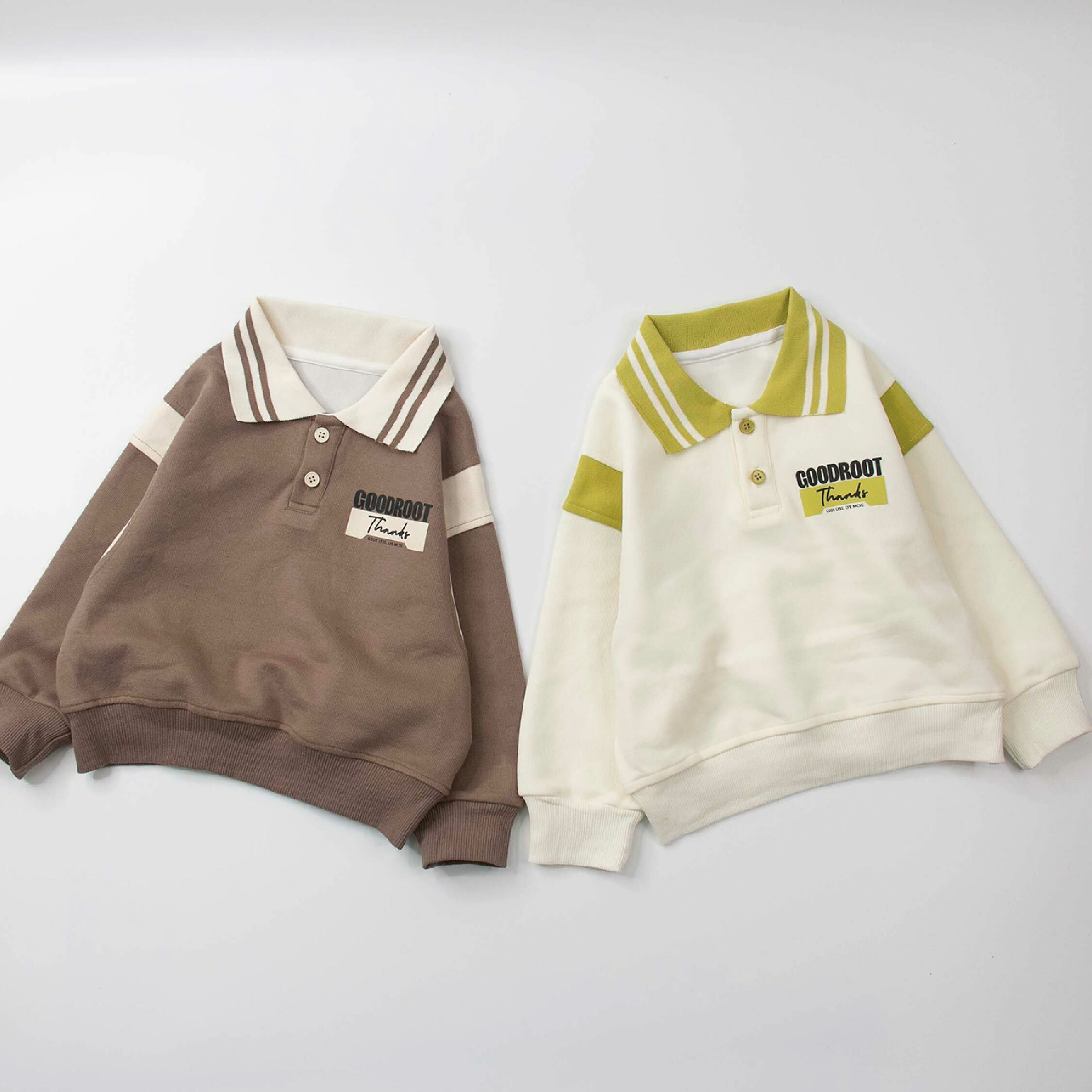 【H35125】美式撞色拼接設計翻領上衣＊二色