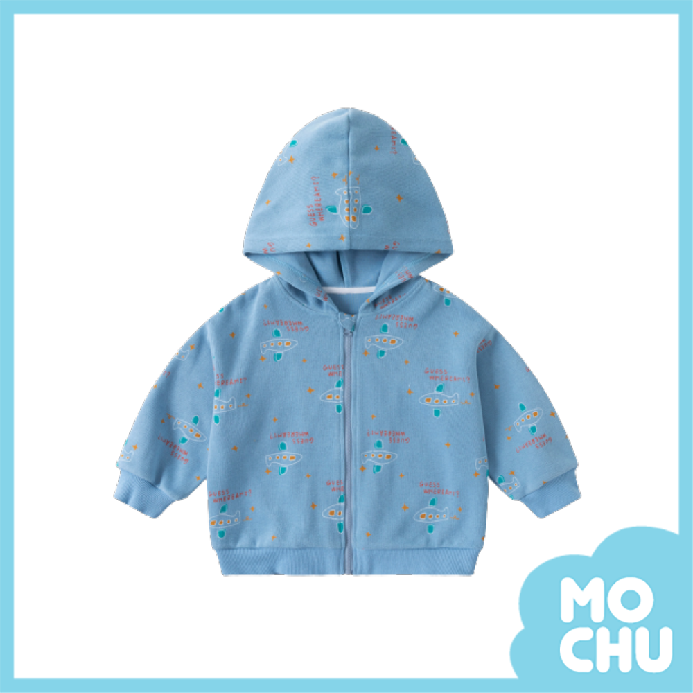 藍色小飛機長袖拉鍊外套