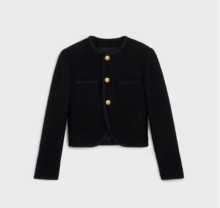 Celine Blood Orange Chasseur Boucle Tweed Jacket XXS