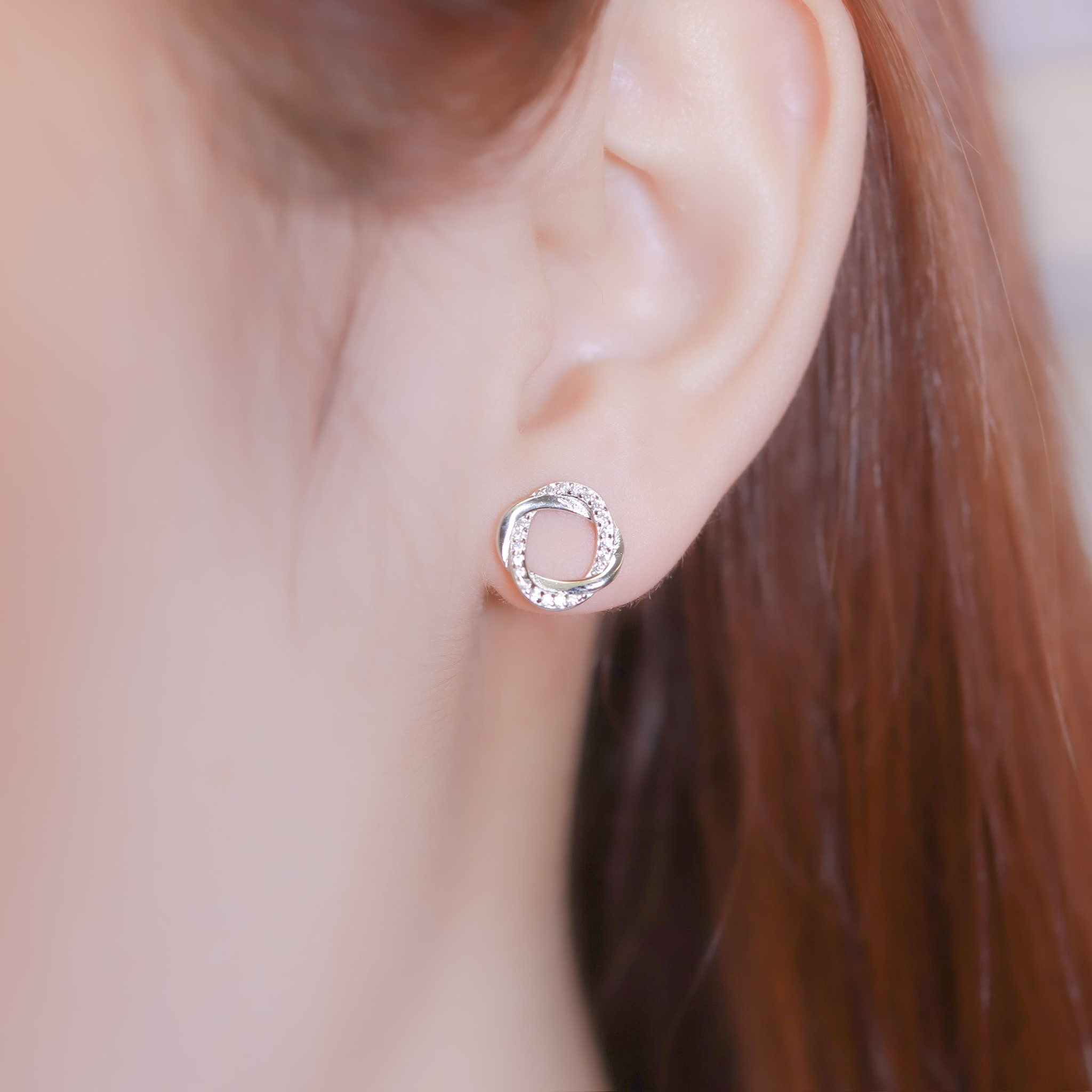 | 925純銀・白金・ 玫瑰金 | 小確幸結耳環 (銀/玫瑰金) | EA0674 |