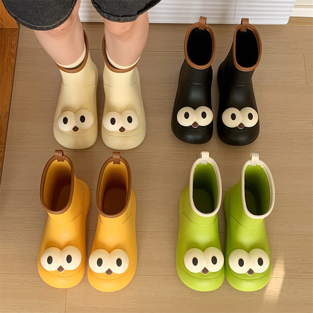 《2936》搞怪大眼防水中筒雨鞋