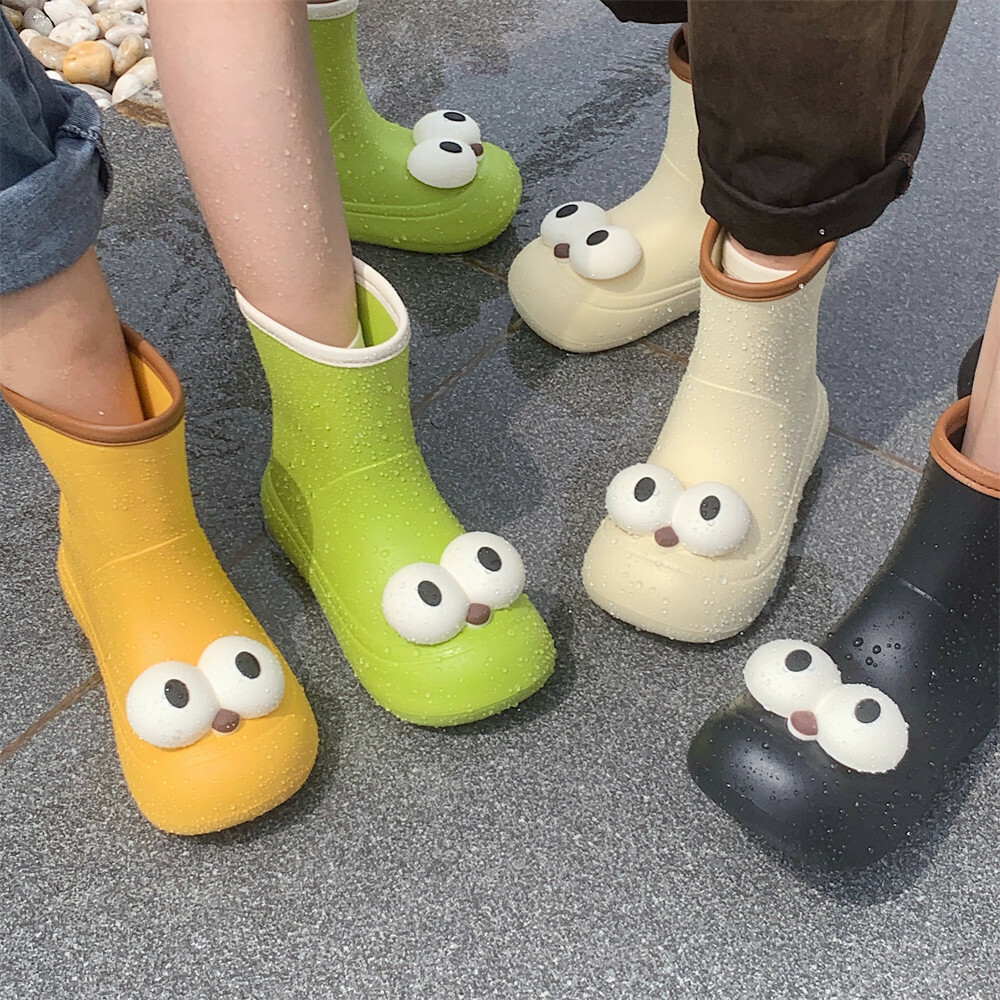《2936》搞怪大眼防水中筒雨鞋