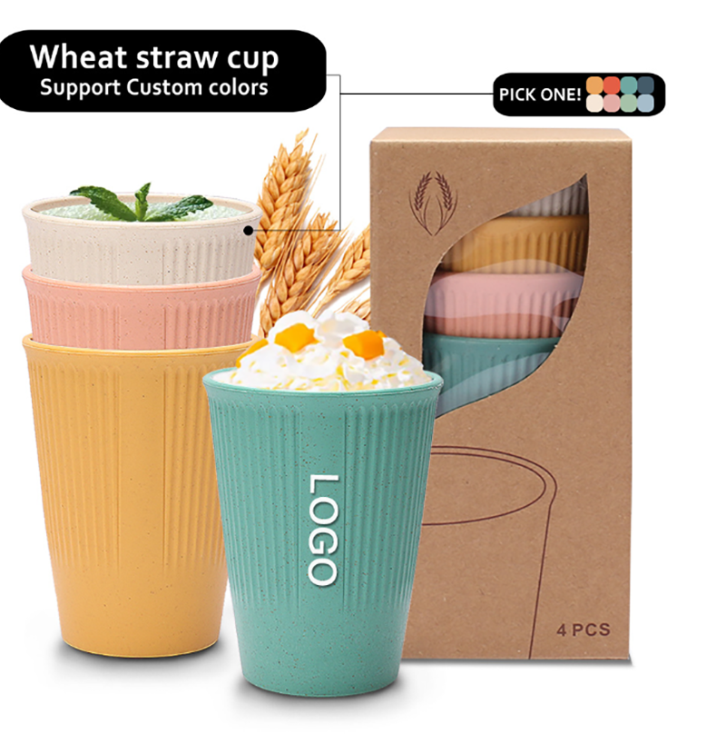 小麥秸秆水杯訂制(6個套盒裝) 升級送單色LOGO T2678L