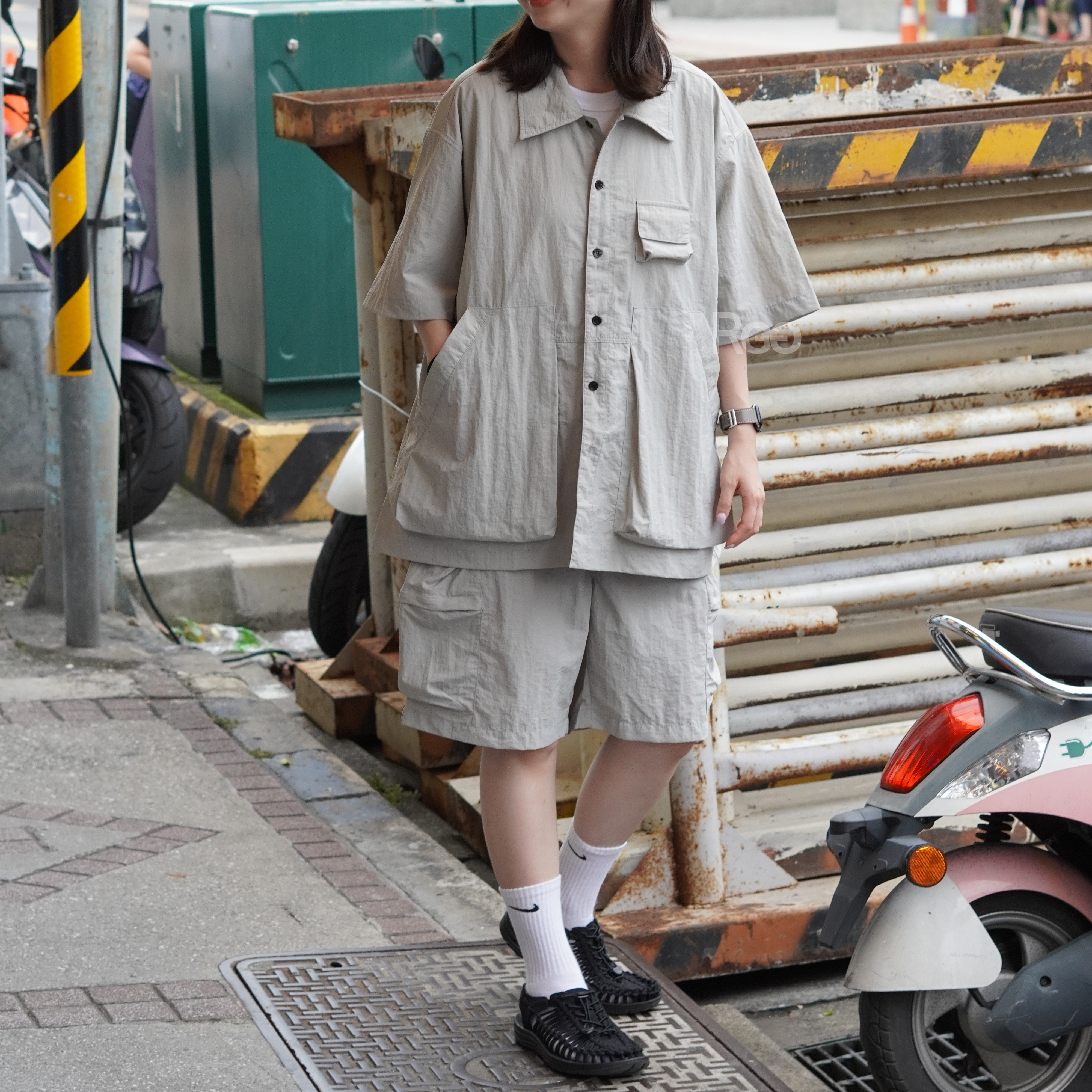 #A032 日系工裝立體口袋休閒套裝