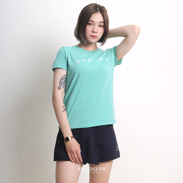 【下殺↘ $399】KANGOL 短T 綠 緊身 短袖 胸口橫向LOGO 女  6122100171