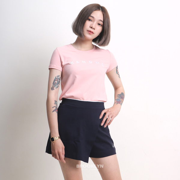 【下殺↘ $399】KANGOL 短T 粉 緊身 短袖 胸口橫向LOGO 女 6122100141