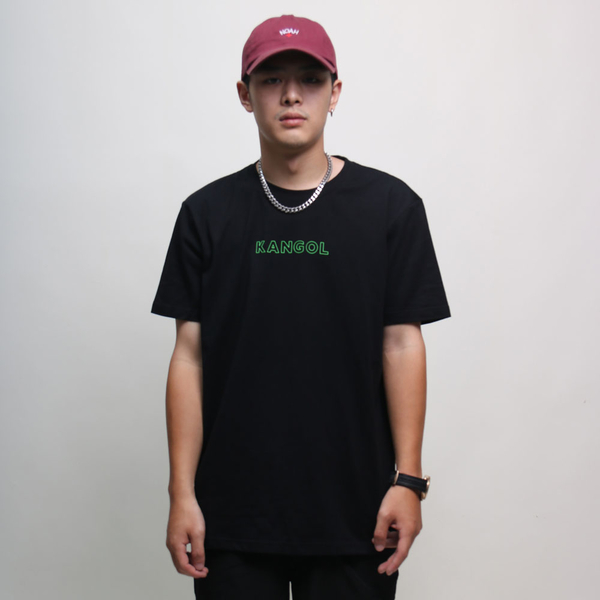 【下殺↘ $399】KANGOL 短袖 短T 植絨 空心LOGO 黑色 袋鼠 棉 休閒 男女 6125100820
