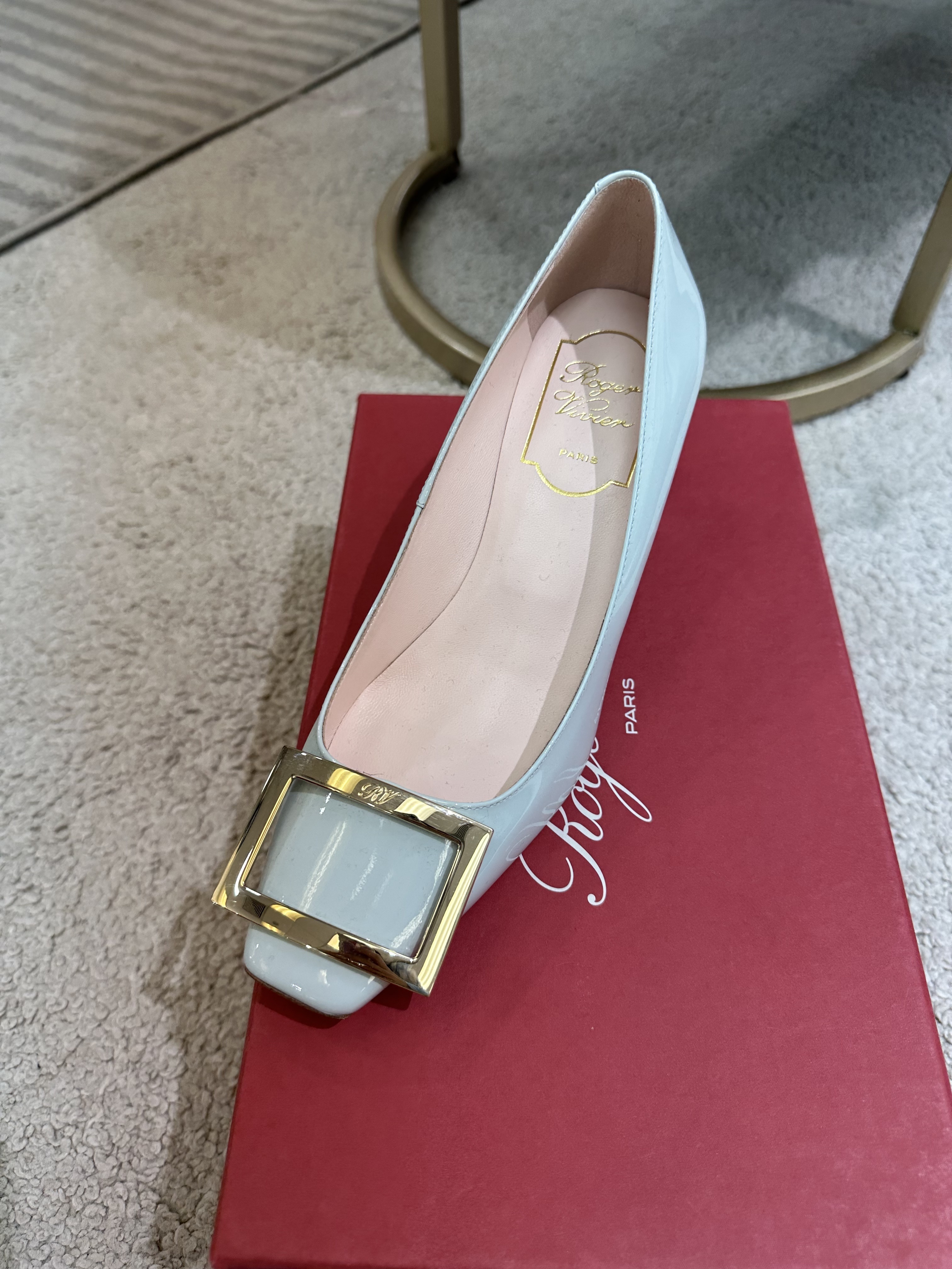 Rv 湖水藍金扣7cm -T